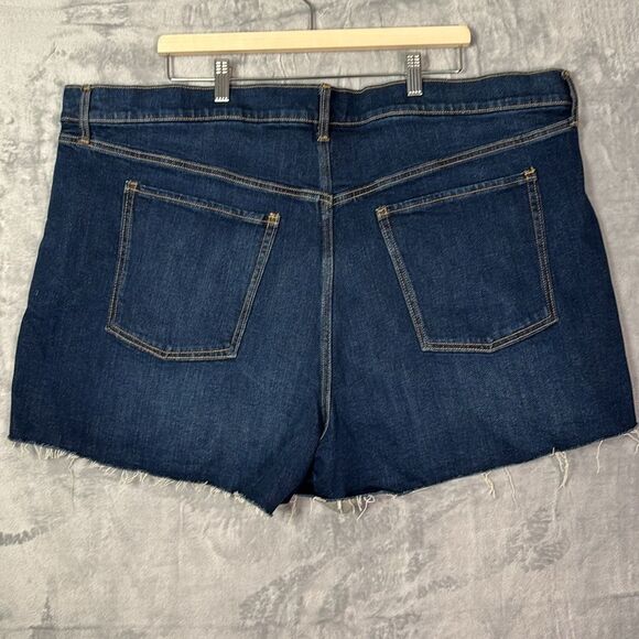 Old Navy Higher High Rise Sky Hi A-Line Dark Wash Cut off Denim Jeans Size 26 - Picture 5 of 6
